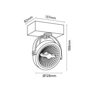 Keylight Barro technical drawing