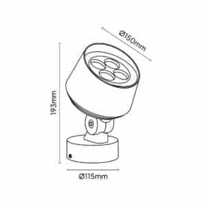 Keylight Flood D technical drawing