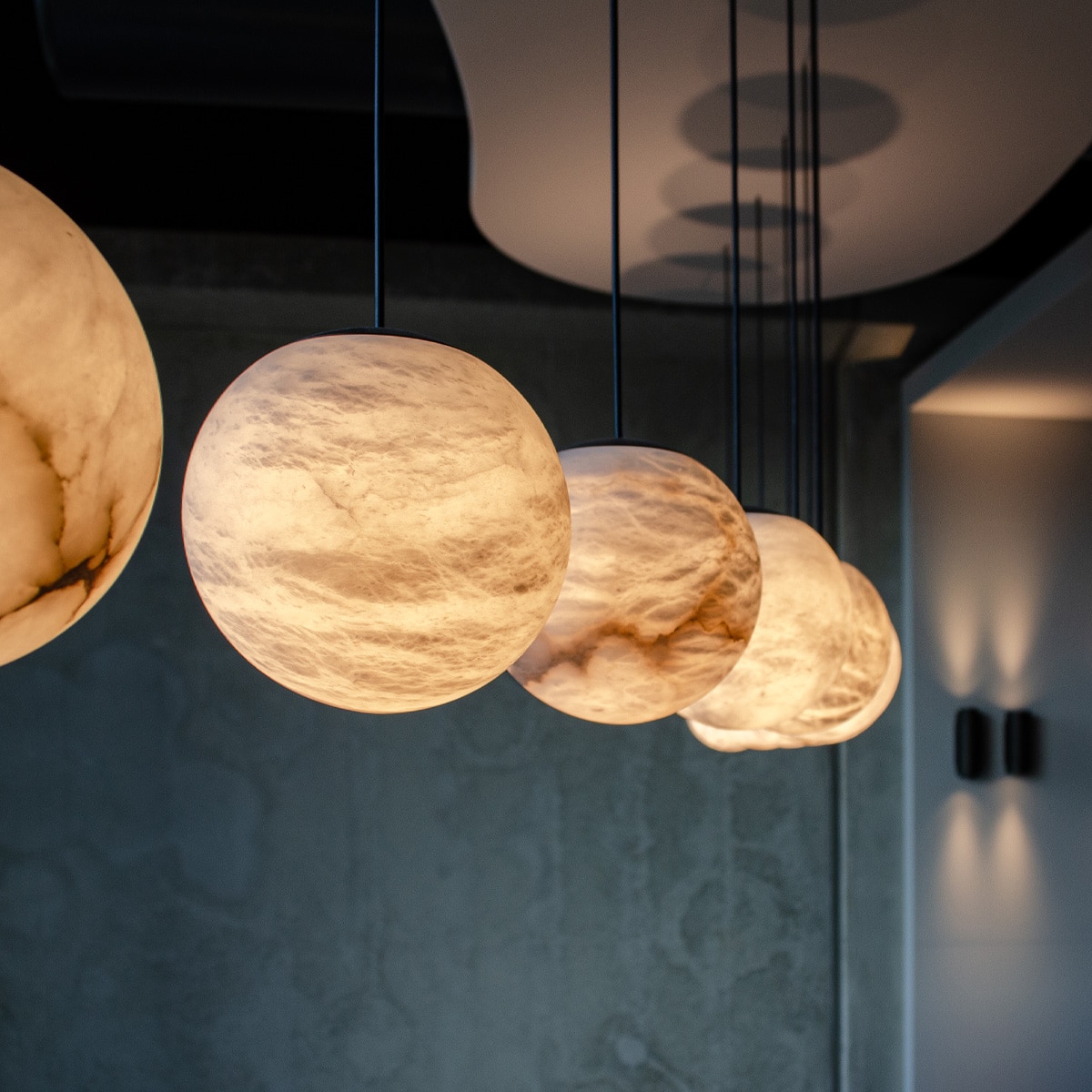 Keylight showroom Alabaster pendant collection display